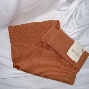 Rust / Orange Ribbed Biker Shorts